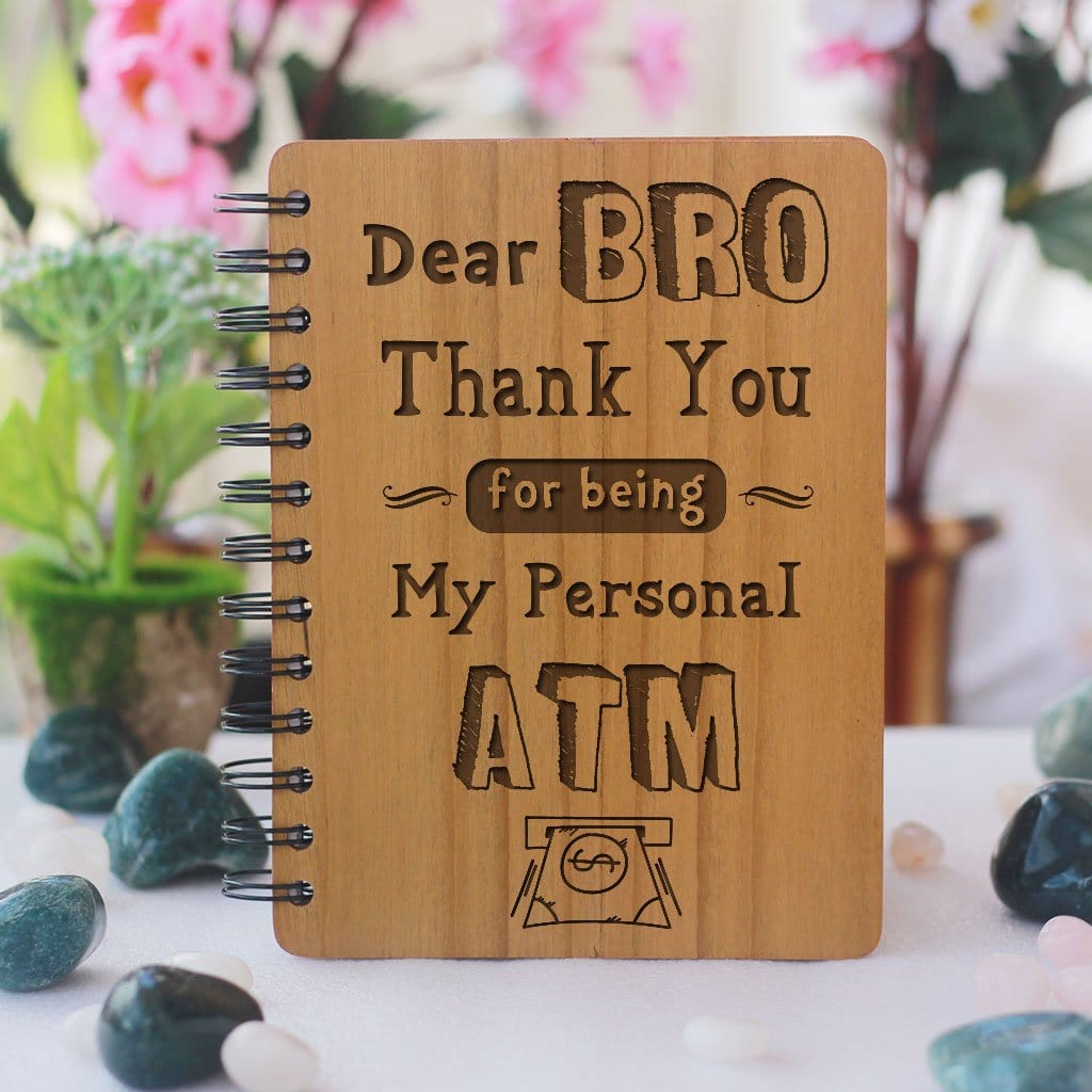 Best gifts for brother - Unique brother gifts - Rakhi Gifts - Fun brother Gifts - best gift for brother - birthday gifts for brother - Notebook for brother - Personalized Notebook - Wooden Notebook - Woodgeek Store