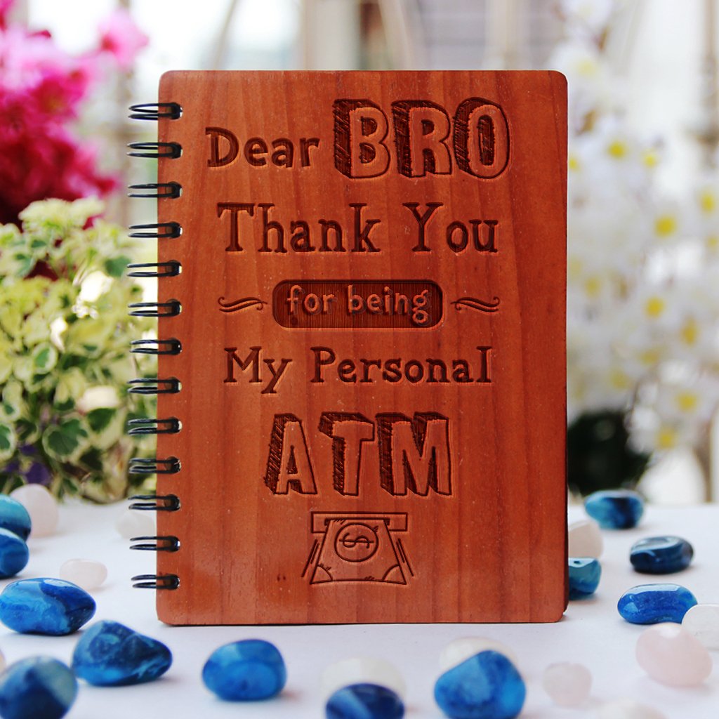 Best gifts for brother - Unique brother gifts - Rakhi Gifts - Fun brother Gifts - best gift for brother - birthday gifts for brother - Notebook for brother - Personalized Notebook - Wooden Notebook - Woodgeek Store