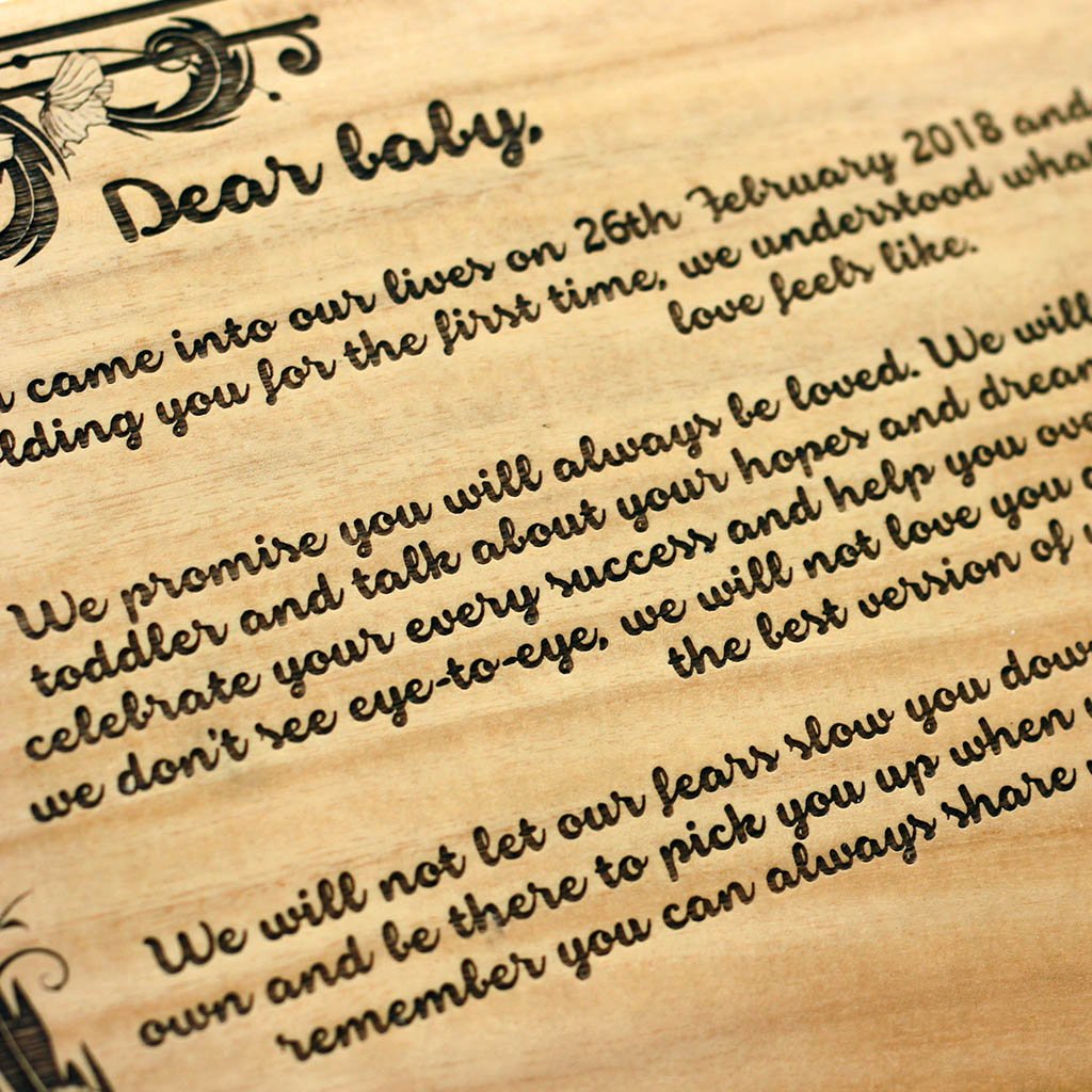 Dear Baby Wood Engraved Letter - letter to Your Future Baby - Personalized Gifts for Babies by Woodgeek Store 