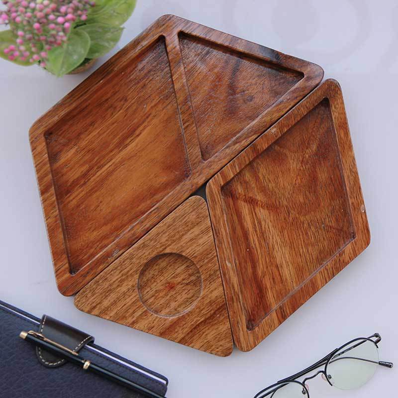 A Wooden Desk Organizer To Decorate Your Office Desk. This Three Piece Desk Organizer Makes Great Office Desk Accessories. These Office Accessories Are Great Gifts For Employees and Colleagues