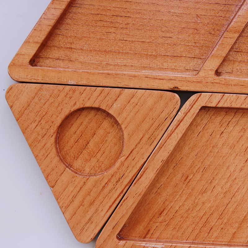 Close Up Photo Of Office Desk Organizer In Mahogany Wood