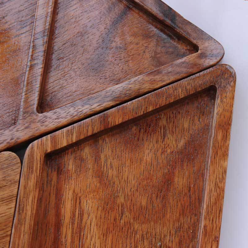 Close Up Photo Of Office Desk Organizer In Walnut Wood