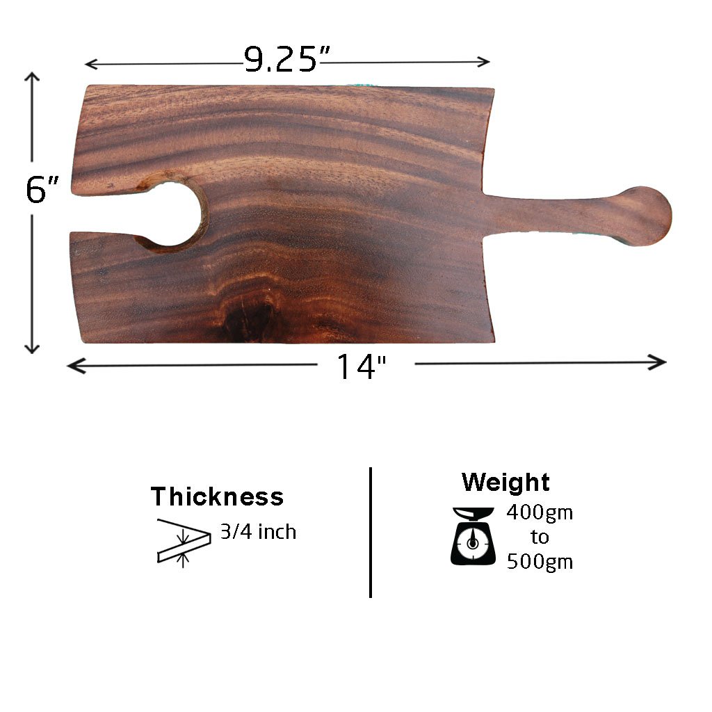 Measurements for Wooden Cheese Serving Board with Wine Glass - Woodgeek Store