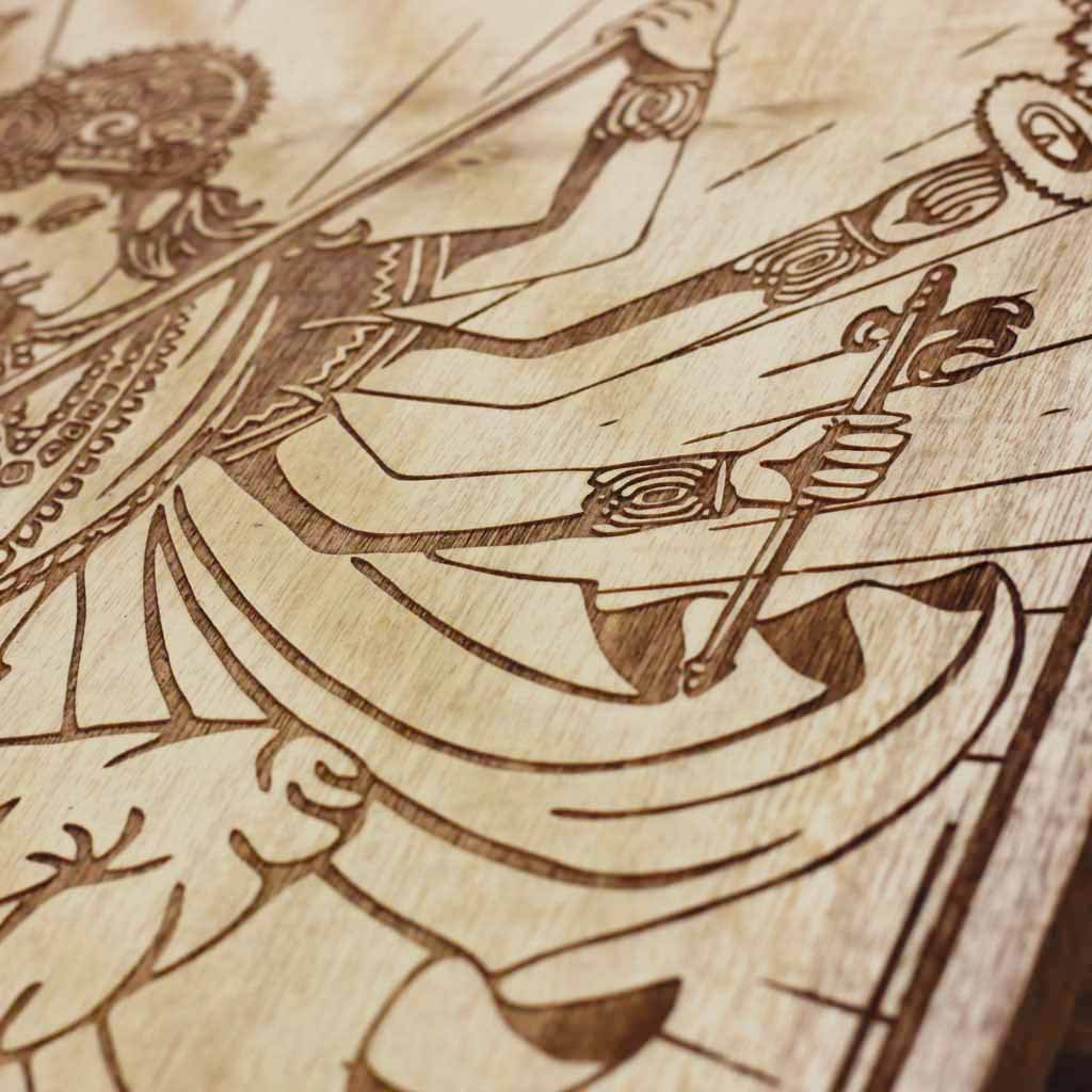 Durga The Warrior Goddess Carved Wooden Poster