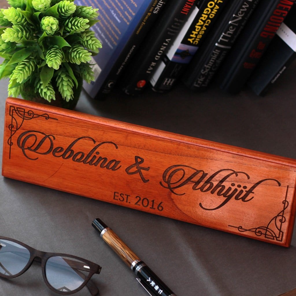 Wooden Name Signs - Wooden Nameplates for Couples &amp; Nameplates - Wooden Signs for Walls - Custom Desk Nameplates by Woodgeek Store
