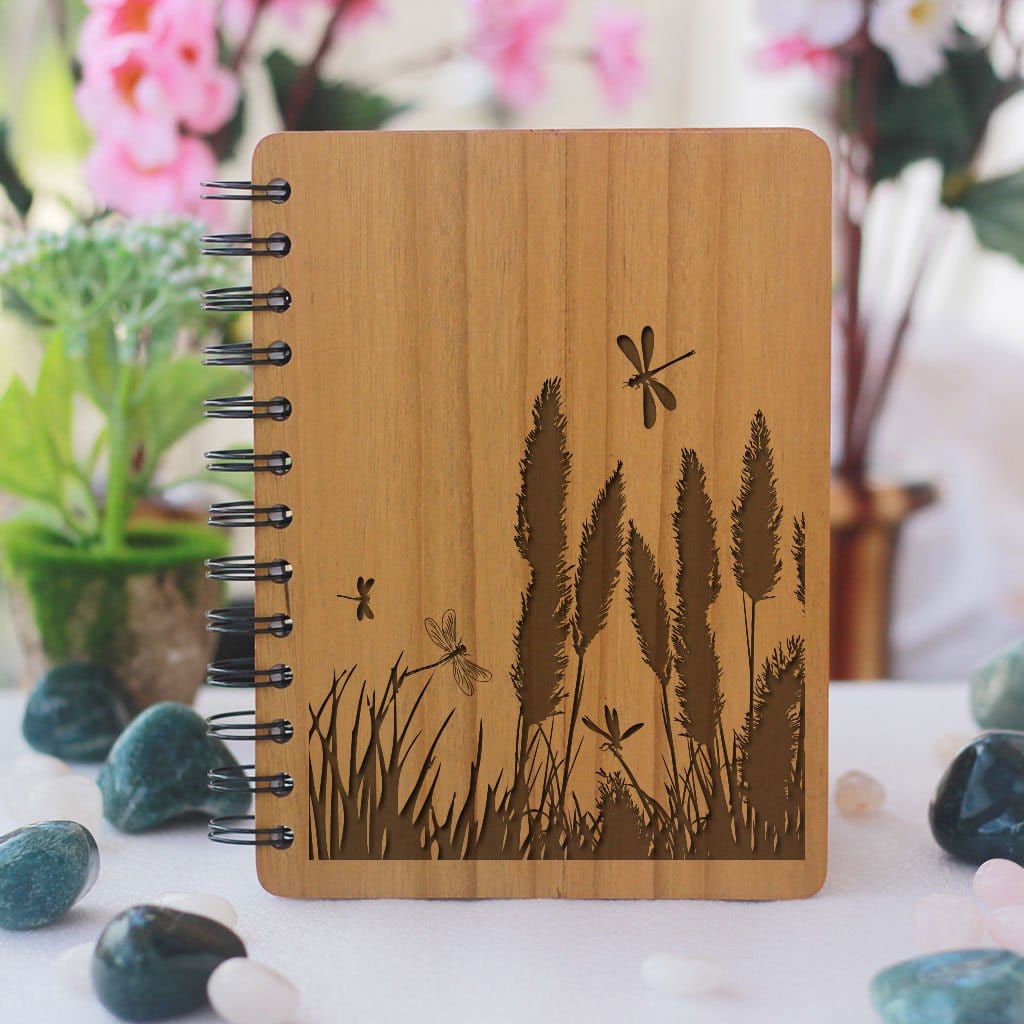 Field of Possibilities Wooden Notebook - Nature Based Journals - Minimalist Wood Engraved Notebooks by Woodgeek Store