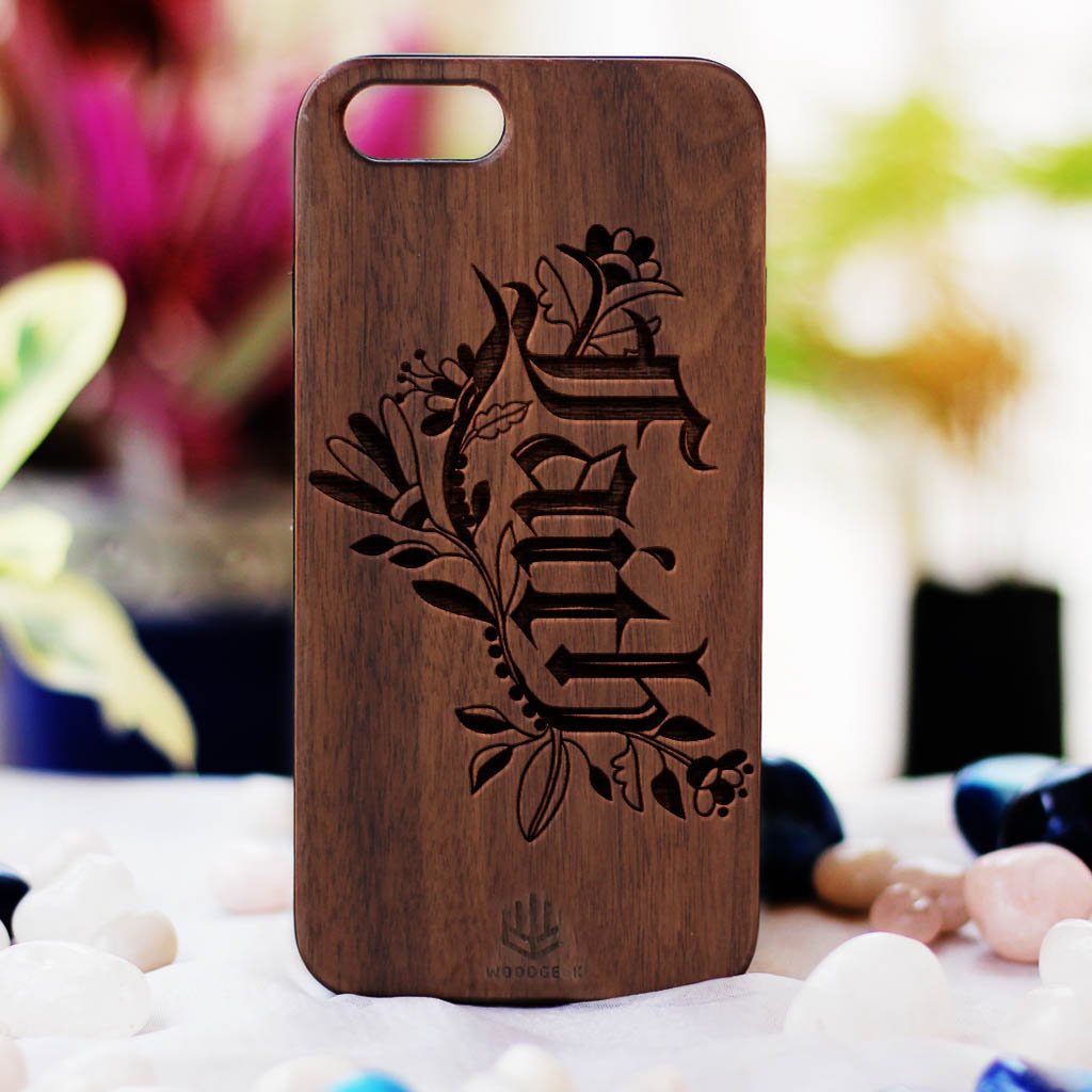 Wooden Phone Name Engraved Phone Case Custom Name Bold