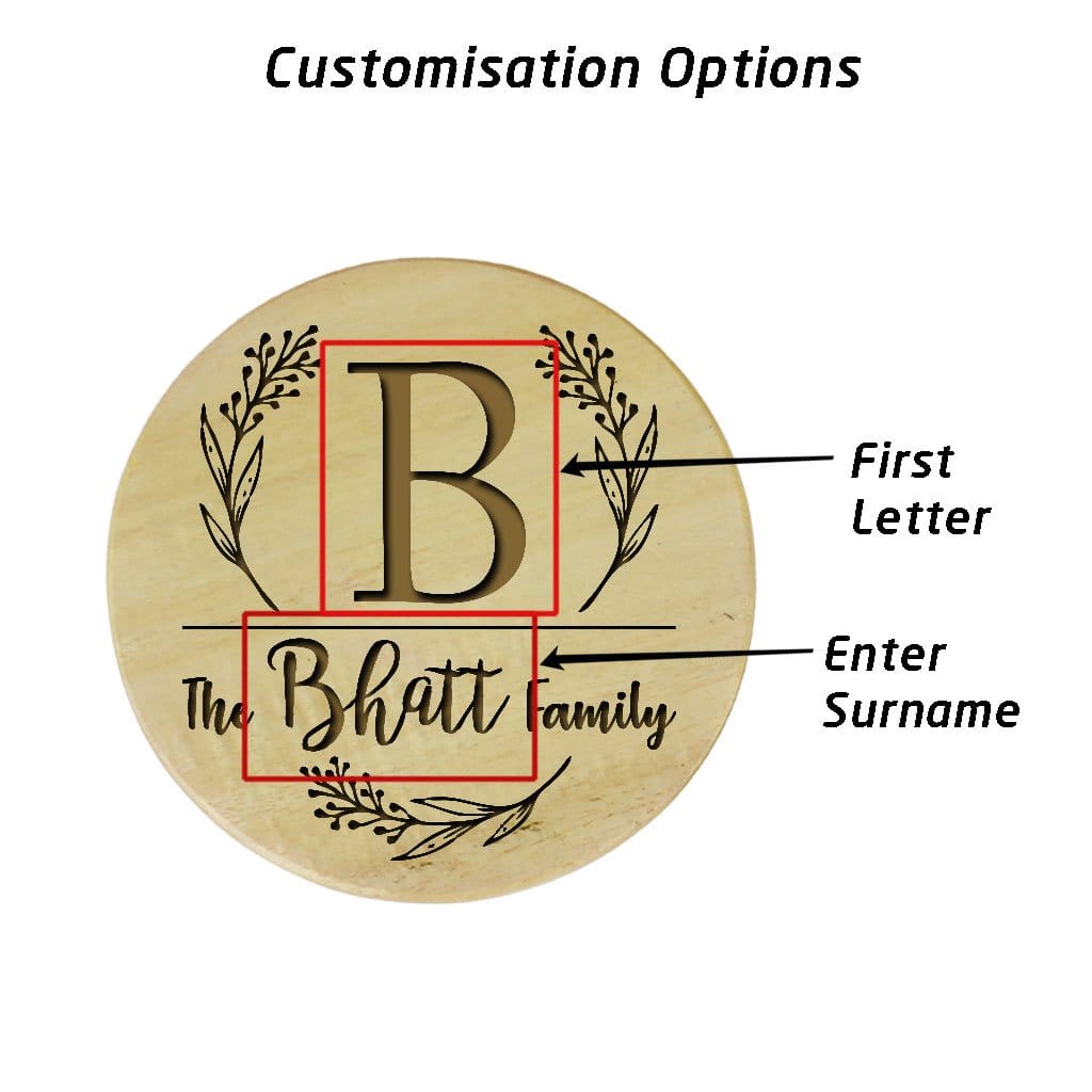 Family Name Coasters. Monogram Coasters. Wooden Coasters With Initials. Custom Coasters