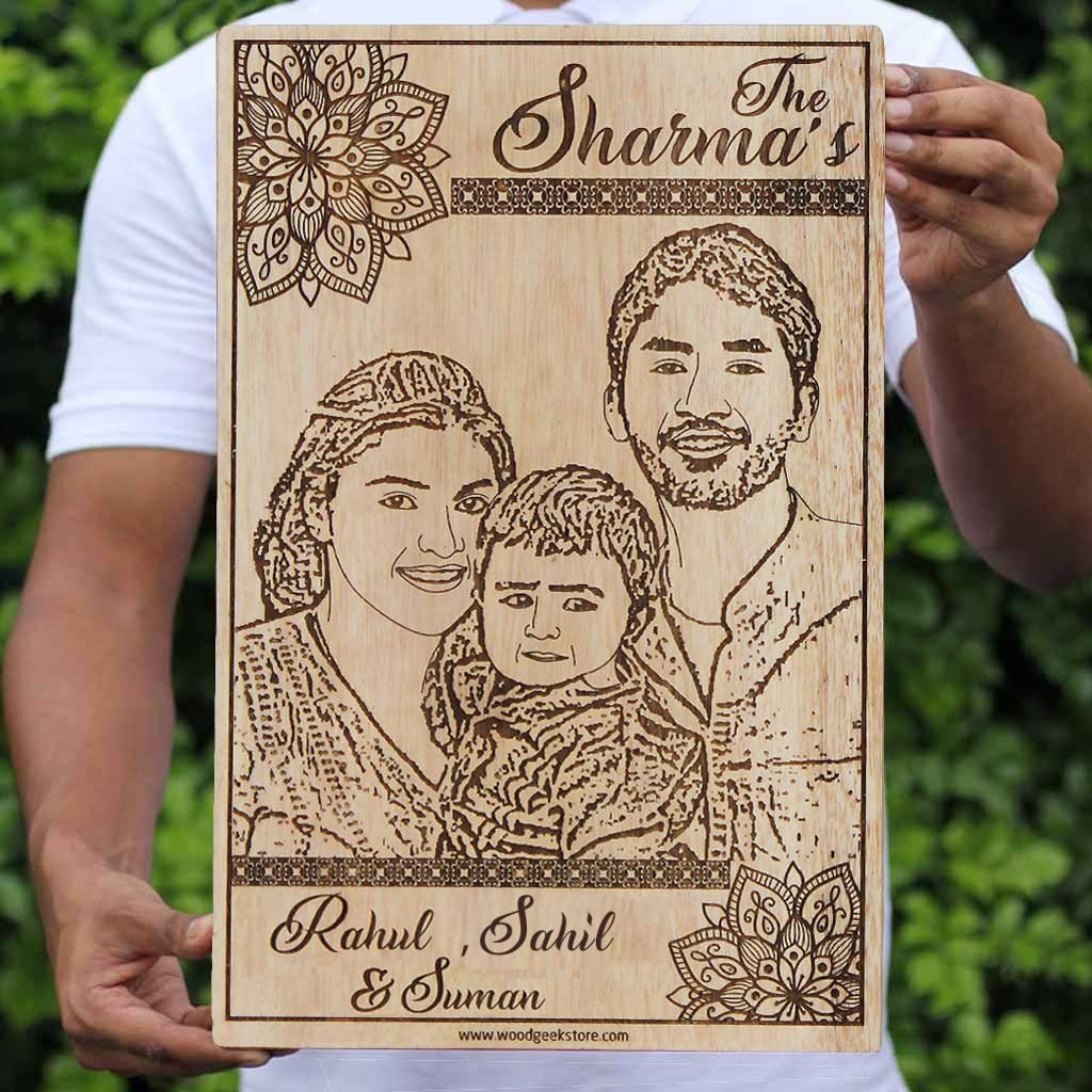 Wood Engraved Photo Of Family | Family Name Wood Poster | Family Gifts ...