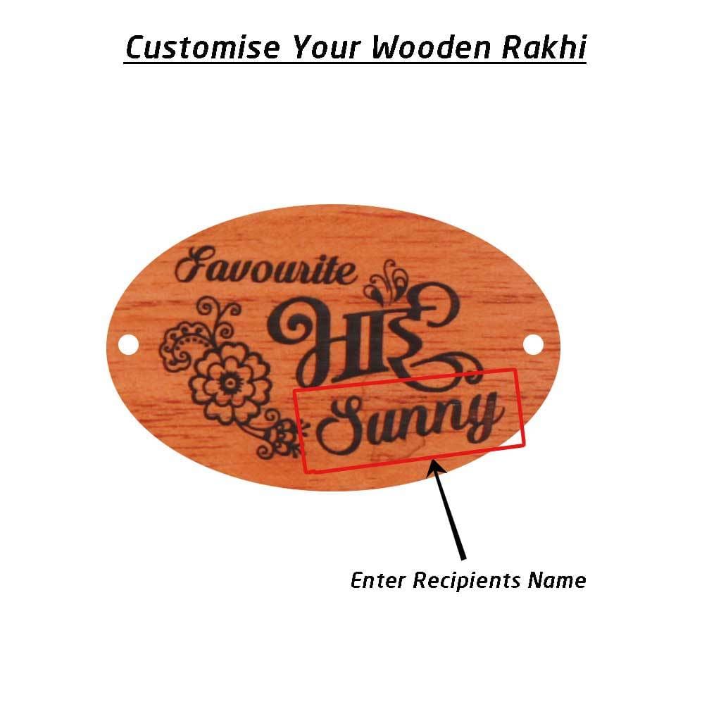 Personalised Rakhi With Name - Wooden Rakhi