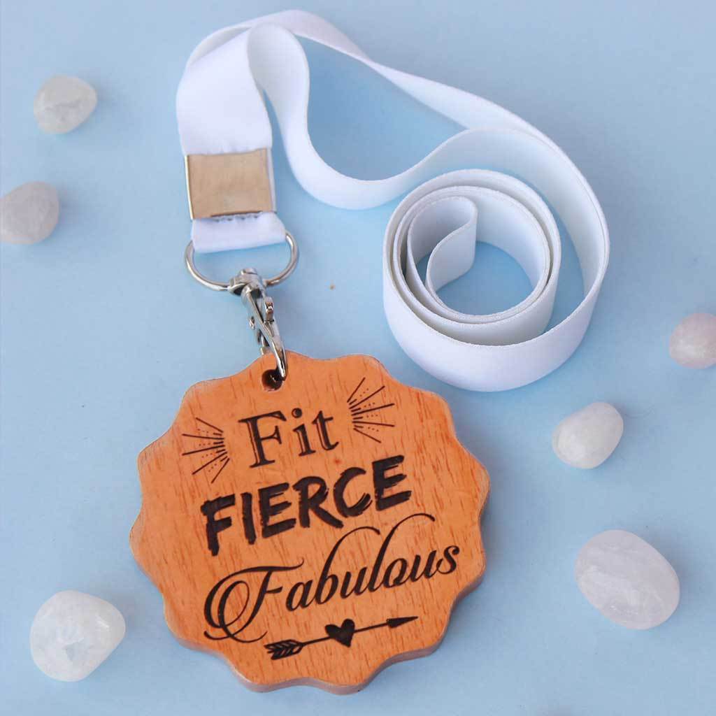 Fit, Fierce, Fabulous Wooden Medal. These Award Medals Are The Best Gifts For Fitness Lovers. These Custom Medals Make Great Friendship Day Gifts Or Birthday Gift For Friends Who Are Into Fitness.