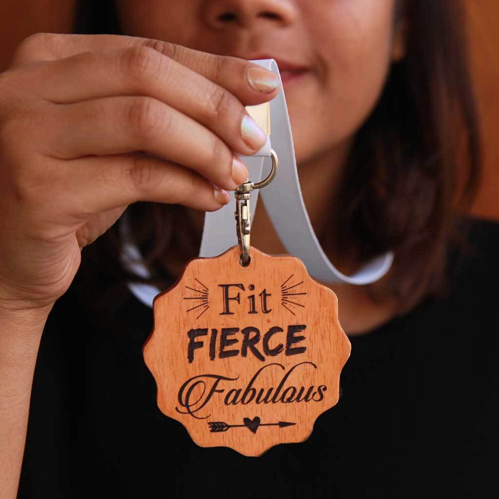 Fit, Fierce, Fabulous Wooden Medal. These Award Medals Are The Best Gifts For Fitness Lovers. These Custom Medals Make Great Friendship Day Gifts Or Birthday Gift For Friends Who Are Into Fitness.