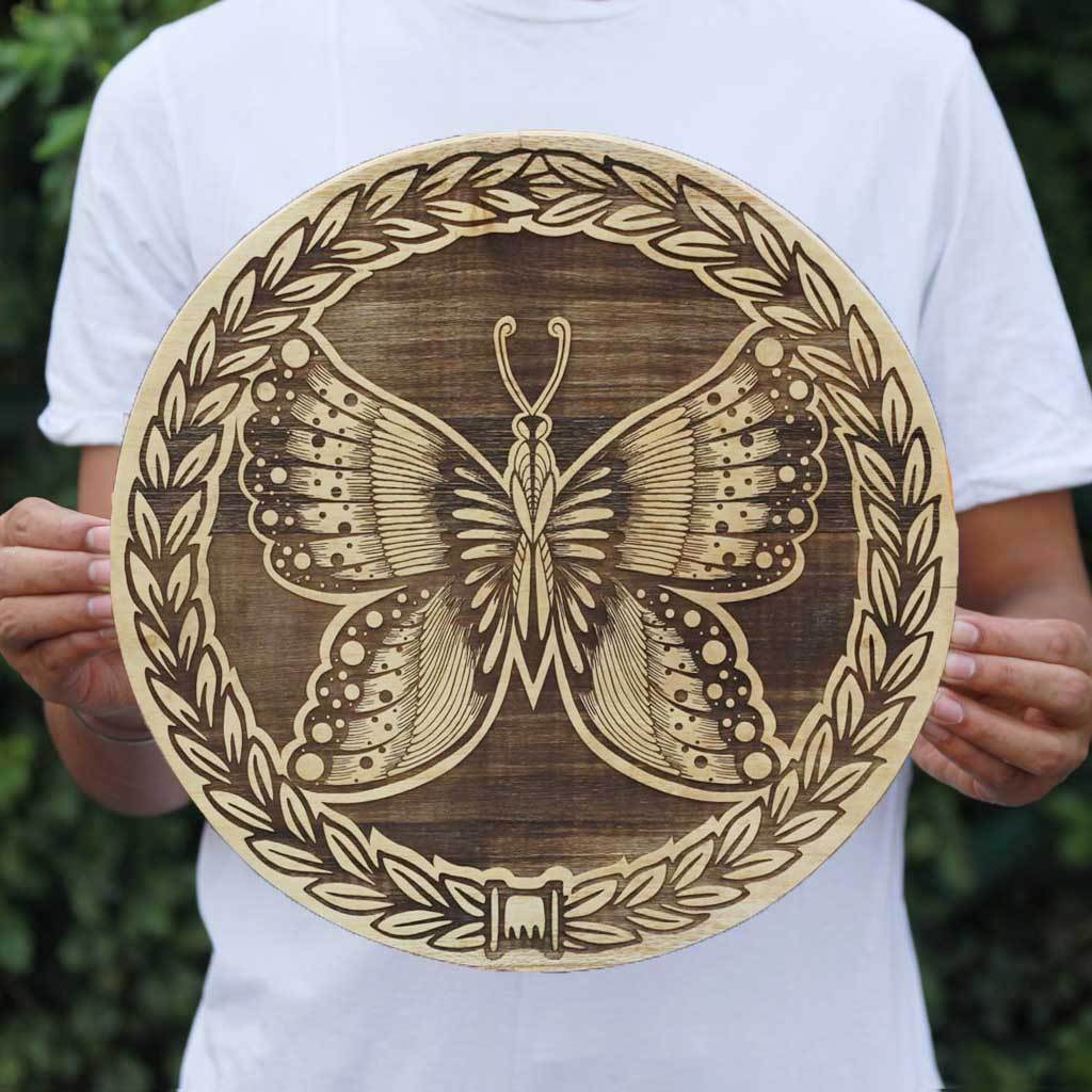 Butterfly Art Wooden Poster by Woodgeek Store - Wooden Artwork - Nature Wood Wall Hanging - Buy Wood Wall Art Decor Online