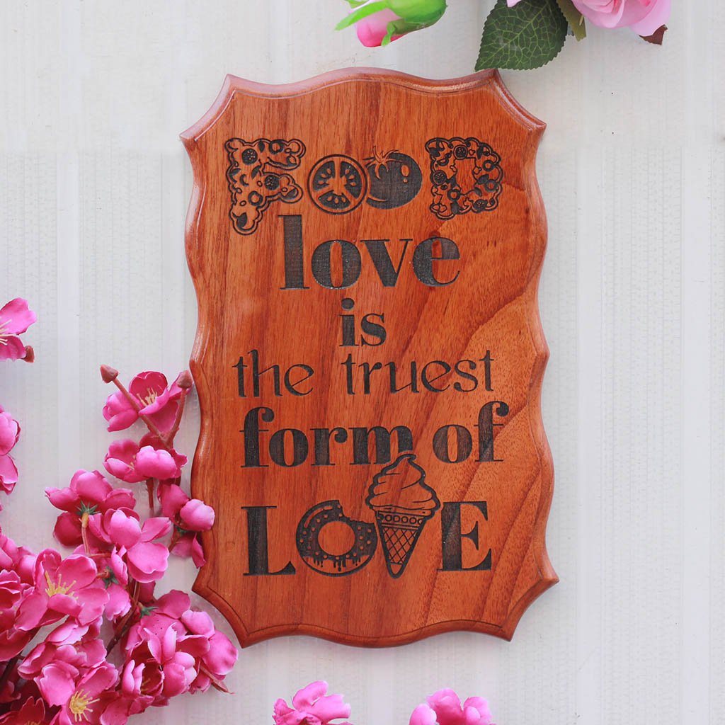 Food Love Is The Truest Form Of Love Wood Sign - Gifts for Foodies &amp; Food Lovers - Woodgeek Store