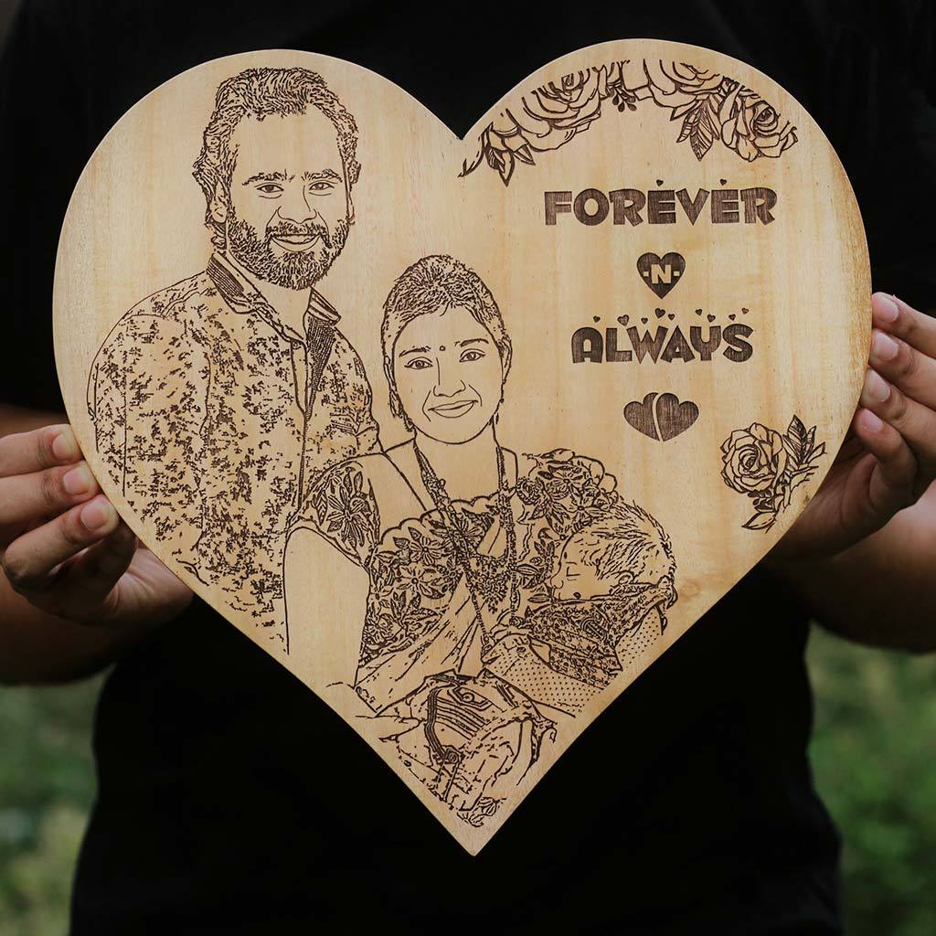 Forever & Always Wooden Photo Frame - Customized Wooden Poster - Wooden Plaque in Beech Wood by Woodgeek Store