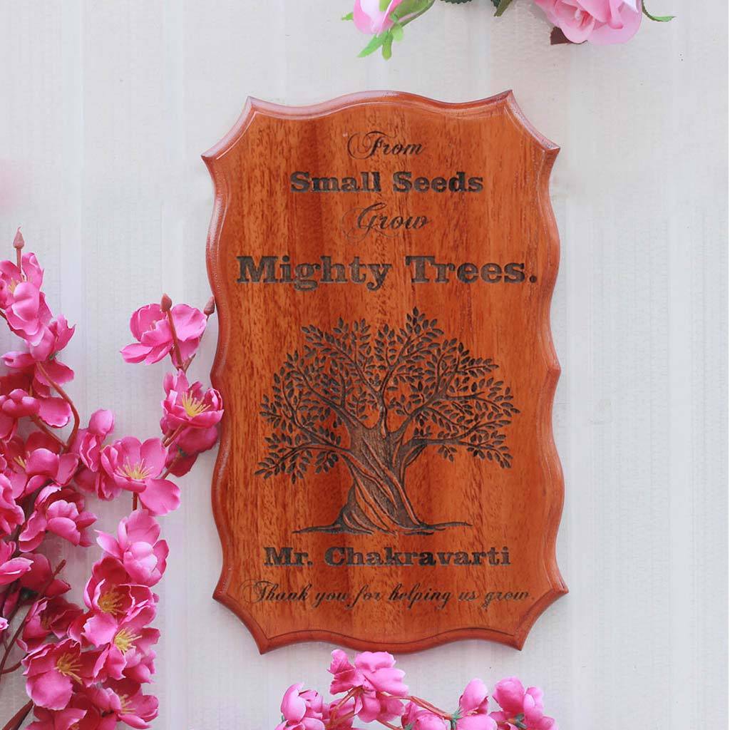 From Small Seeds Grow Mighty Trees Wood Sign - Custom Wood Sign Personalized With Name - Teacher Appreciation Gifts - Woodgeek Store