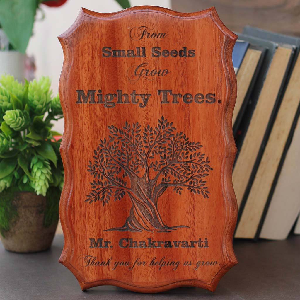 From Small Seeds Grow Mighty Trees Wood Sign - Custom Wood Sign Personalized With Name - Teacher Appreciation Gifts - Woodgeek Store