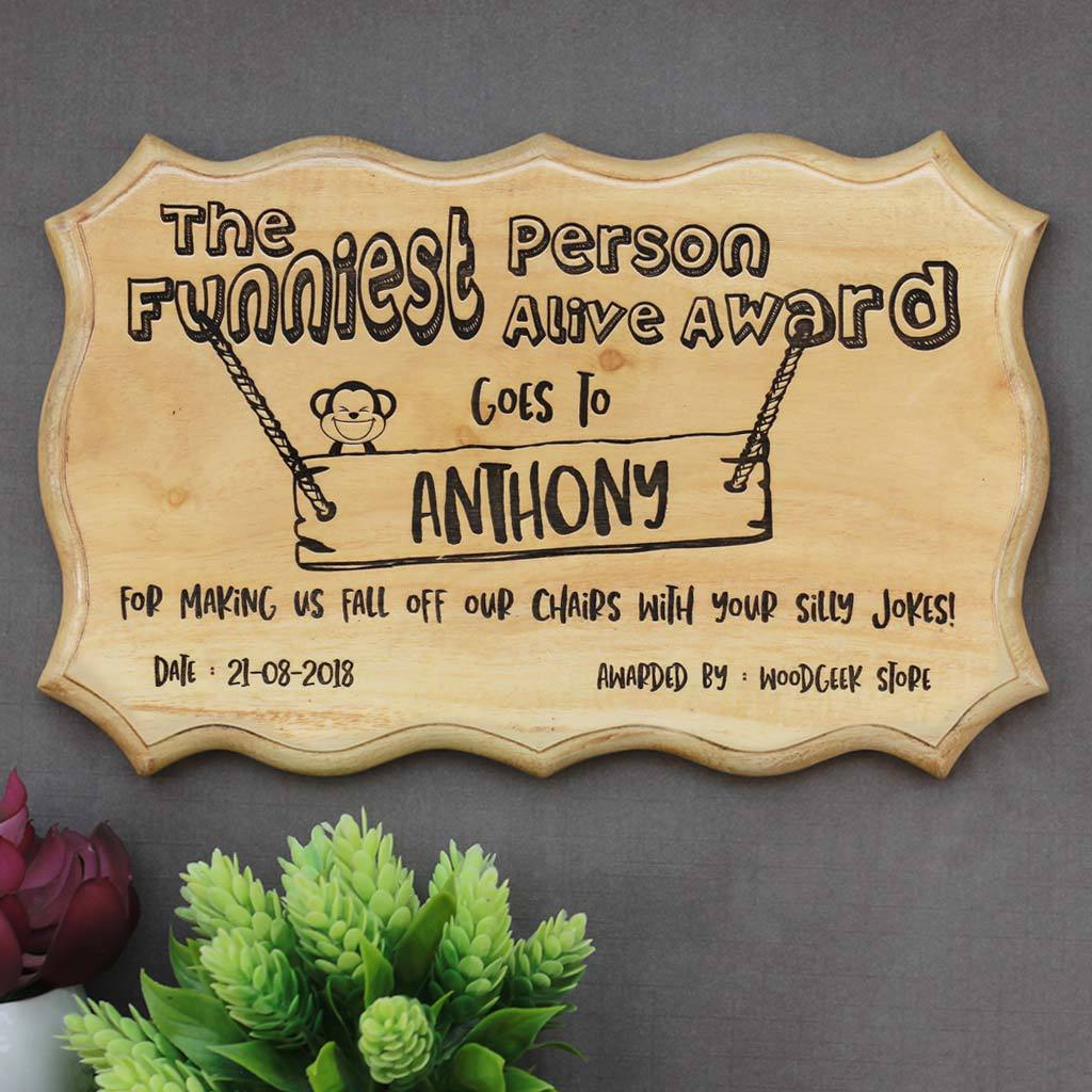 The Funniest Person Alive Award Certificate - Funny Employee Awards - Custom Certificates - Woodgeek Store