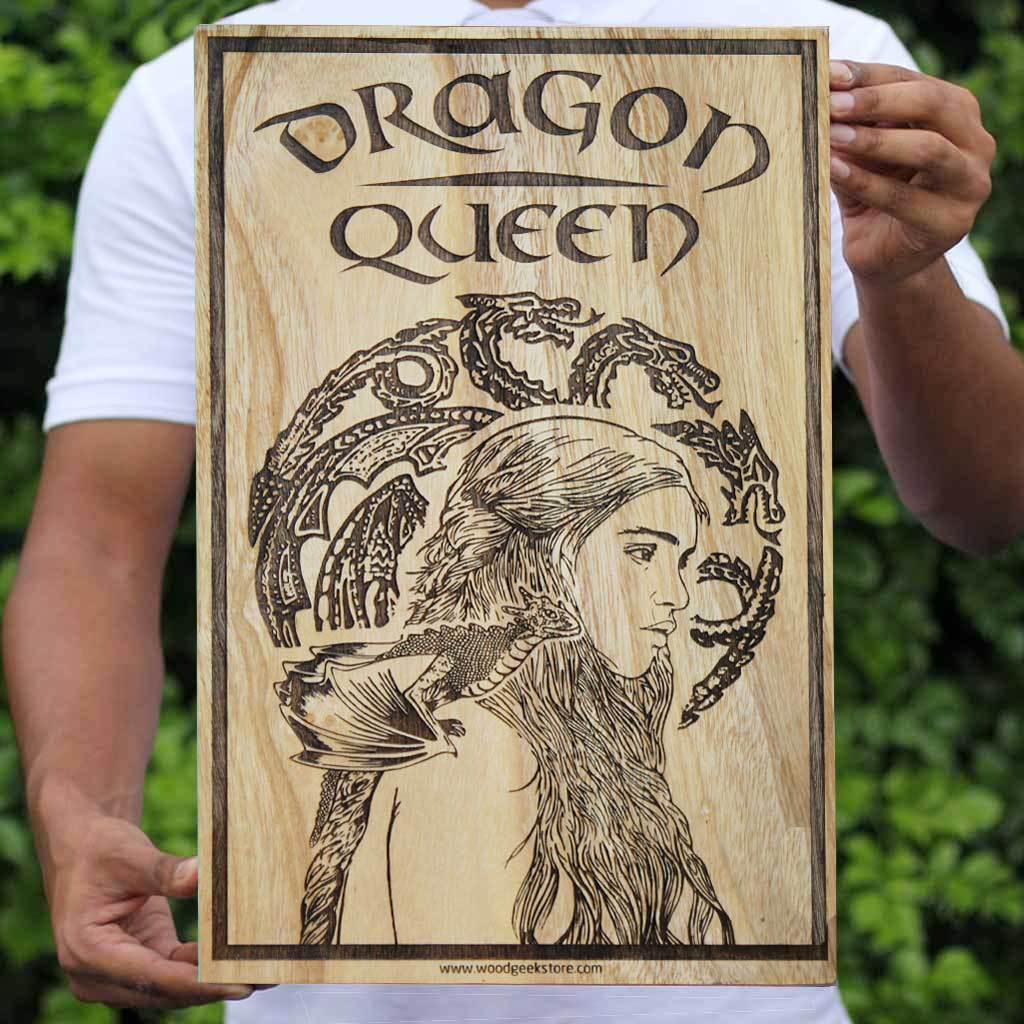 Wood Artwork | Dragon Queen Game of Thrones Wood Wall Decor | Wood Art - Woodgeek Store