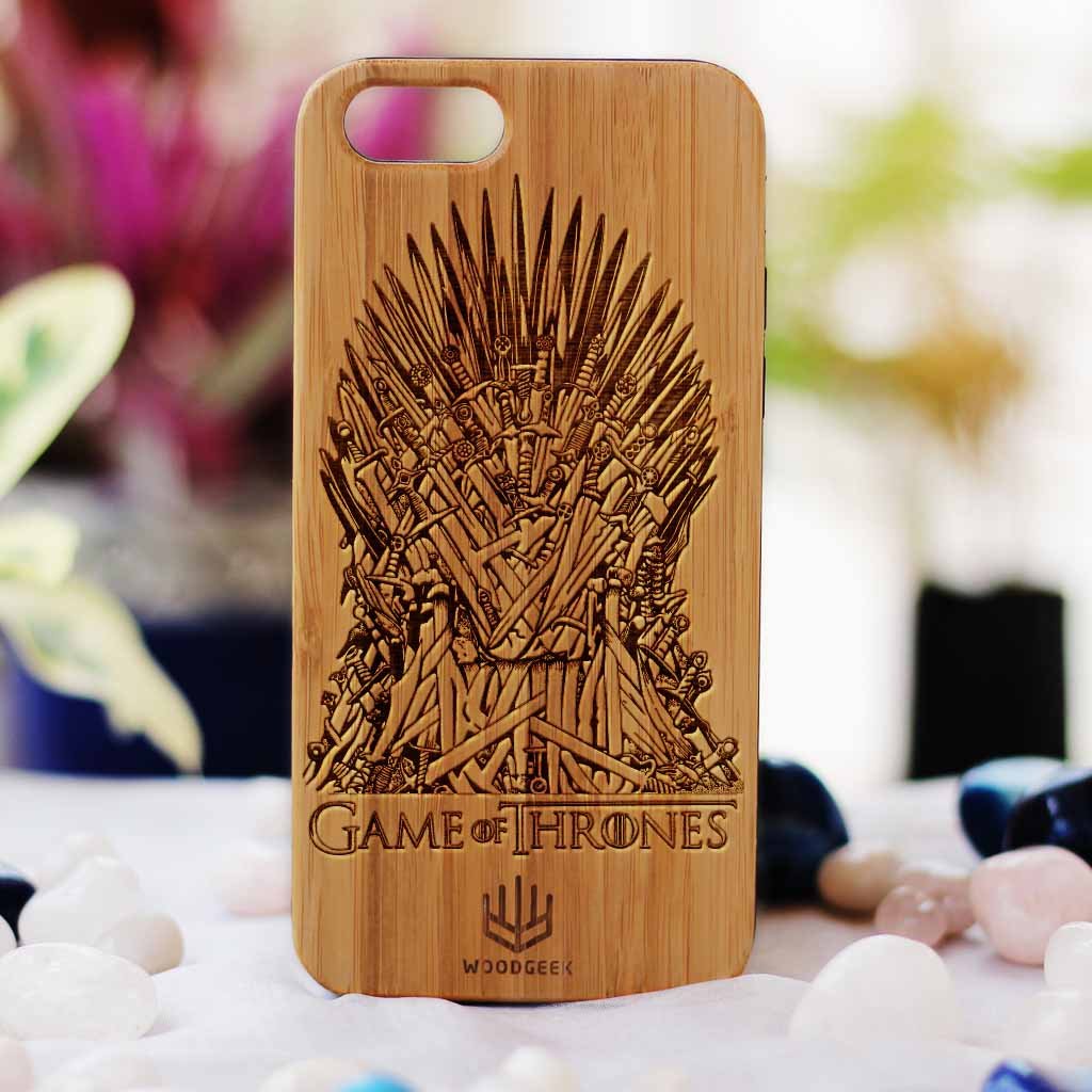 Game of Thrones: Iron Throne Wood Phone Case - Rosewood Wood Phone Case - Engraved Phone Case - Wood Phone Cases - Inspirational Wood Phone Covers - Woodgeek Store