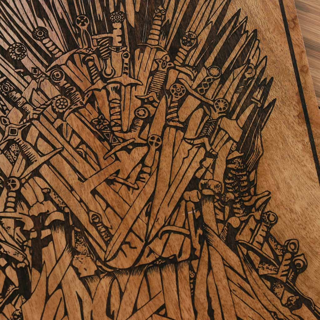 Game of Thrones Carved Wooden Poster - GOT Wall Art - Iron Throne Wood Artwork - Wood Wall Art Decor - Woodgeek Store