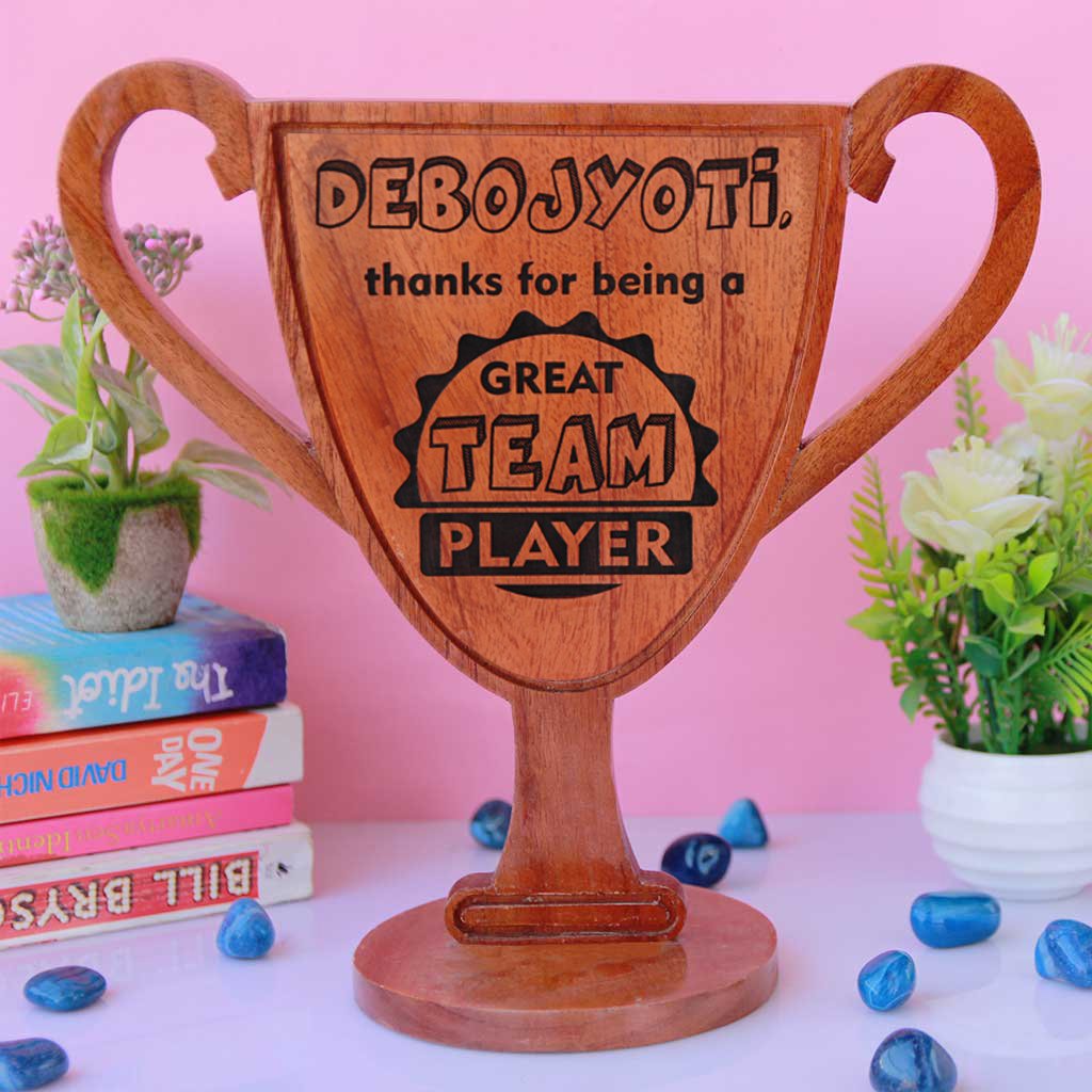 Great Colleague/Team Mate Wooden Trophy | Customised Corporate Awards