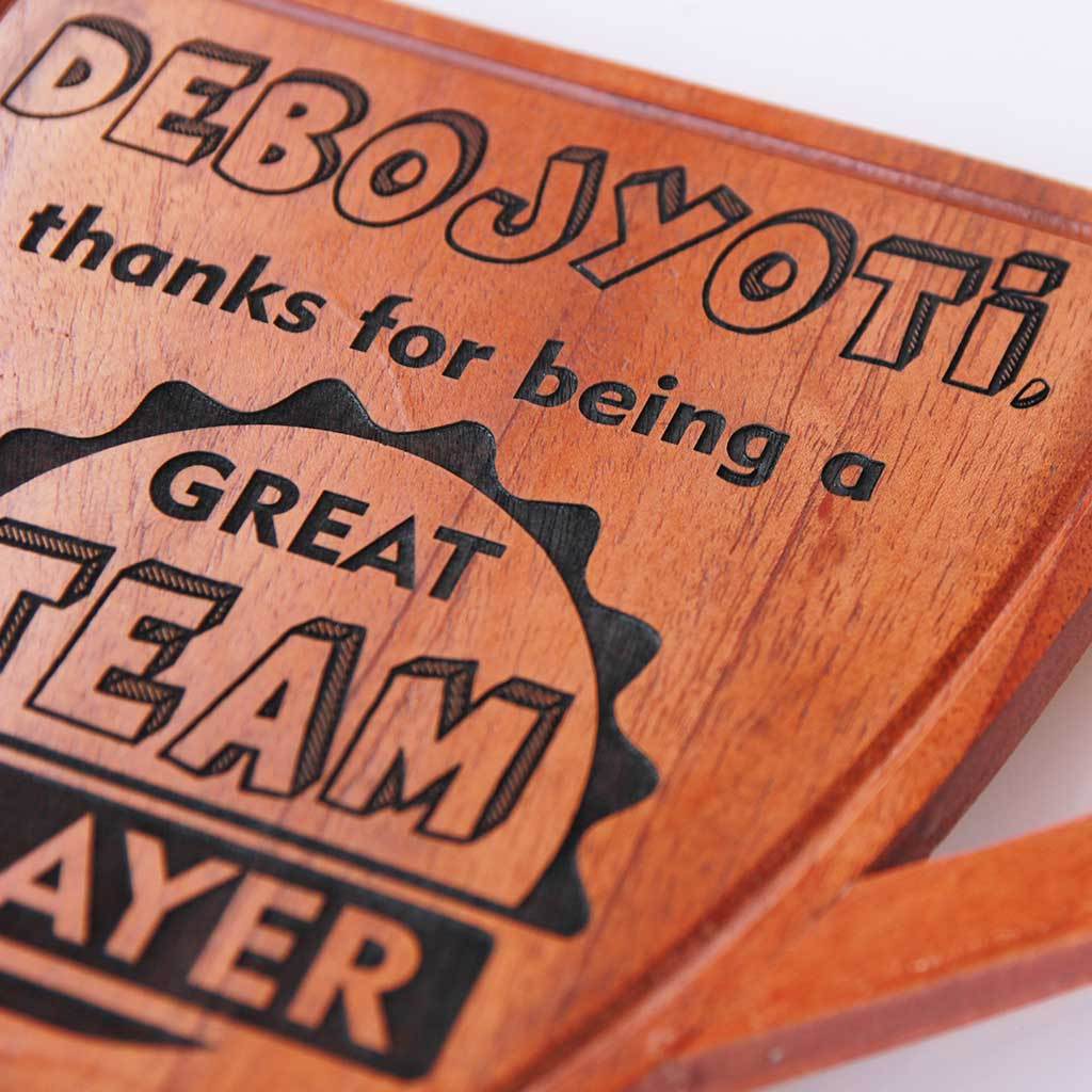 Best Colleague/ Team Player Wooden Trophy &amp; Award. Corporate Awards for Business Clients &amp; Colleagues. Custom trophies make great Gift Ideas For Coworkers.