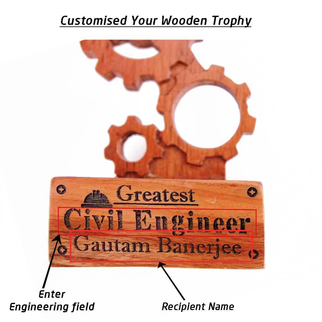 Greatest Engineer Ever Wooden Engineering Trophy - This Wooden Award Of Appreciation Makes The Best Gifts For Engineers - Looking For Gift Ideas For Engineers ? Shop More Personalized Gift Items Online From The Woodgeek Store.