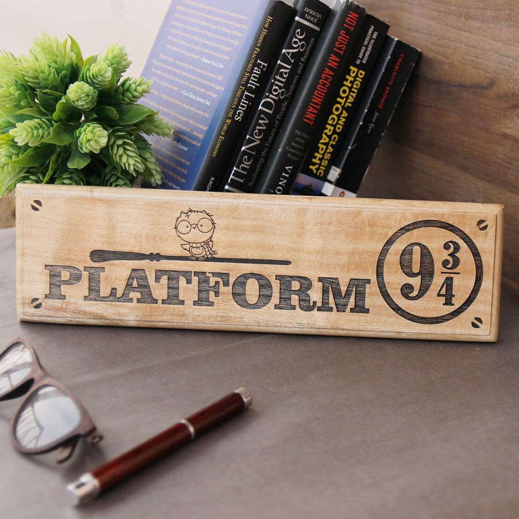 Harry Potter Platform 9 3/4  Nameplate &amp; Wood Sign - Gifts for Harry Potter fans by Woodgeek Store