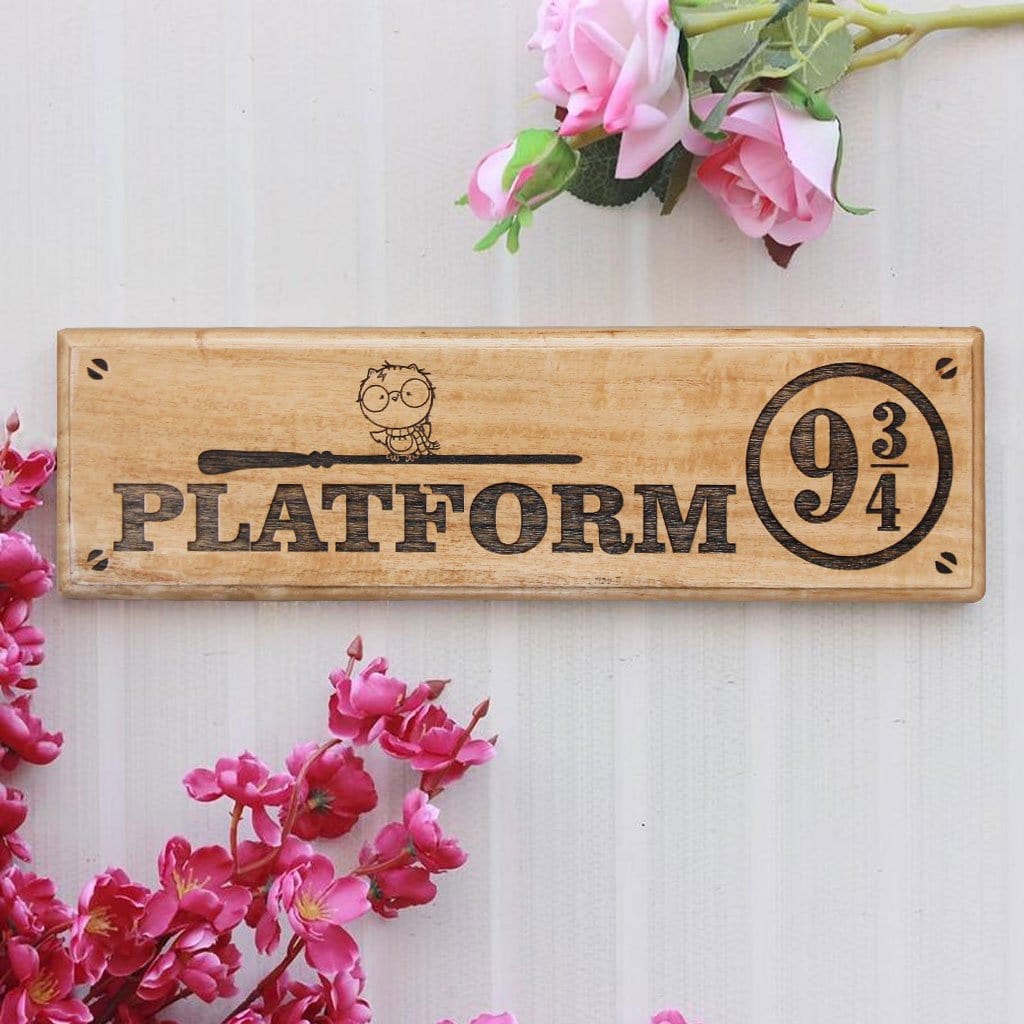 Harry Potter Platform 9 3/4  Nameplate &amp; Wood Sign - Gifts for Harry Potter fans by Woodgeek Store