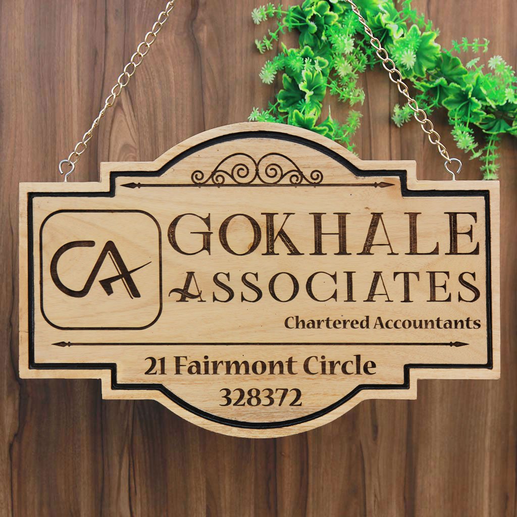 Accountants Signage Office Name Plate For Chartered Accountants - Hanging Wooden Sign ...