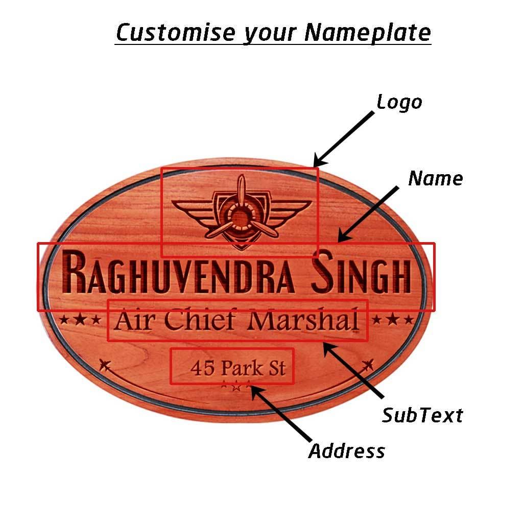 Personalized Large Nameplates For Air Force Officers - This Indian Air Force Office Name Plate Can Be Engraved With The Air Force Logo - These Hanging Name Signs Make the best air force gifts, gifts for air force pilots or even air force retirement gifts.