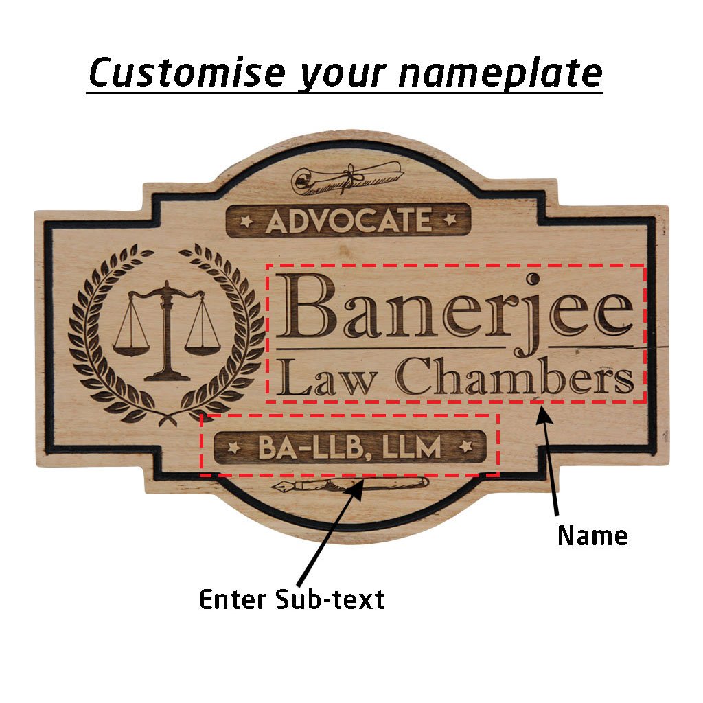 Business Sign For Lawyers - Lawyer Name Plate Engraved With Law Symbol, The Scales Of Justice. Hanging Name Plates Makes Perfect Gifts For Lawyers - Shop More Business Signs And Shop Signs From The Woodgeek Store