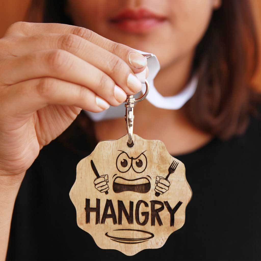 Hangry Wood Engraved Medal. This Custom Medal And Funny Award Makes The Best Gift For Food Lovers. This Medal Award Makes A Unique Gift Idea For All The Foodies.