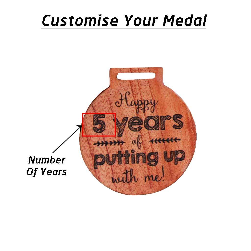 Anniversary Trophy Medals - Happy 5 Years Of Putting Up With Me Funny Medal With Ribbon . These Medal Awards Make The Best Anniversary Gifts