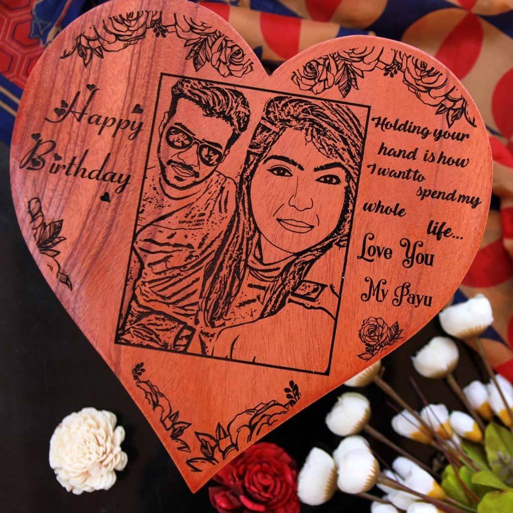 Wood Engraved Photo And Birthday Wishes. This photo on wood is the best birthday gifts for wife and birthday gift for girlfriend. These wooden posters make unique birthday gifts for her and birthday gifts for women.
