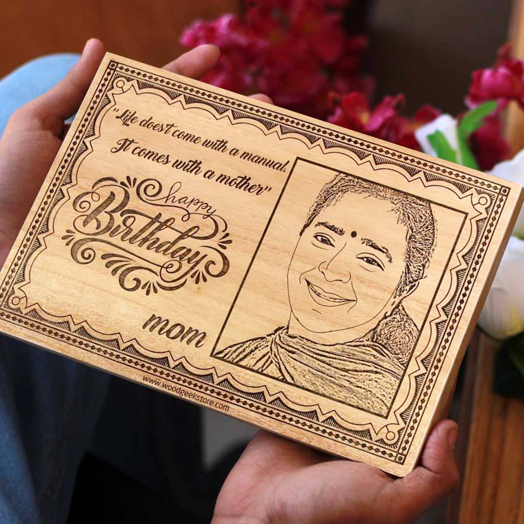 Happy Birthday Mom Custom Engraved Wooden Frame