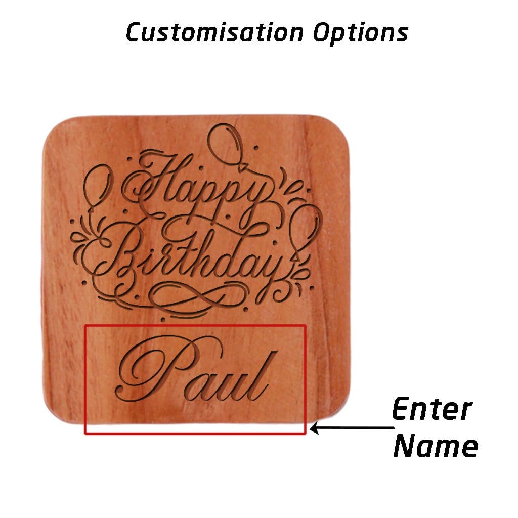 Birthday Coasters. Personalized Coasters With Happy Birthday Wishes Engraved.