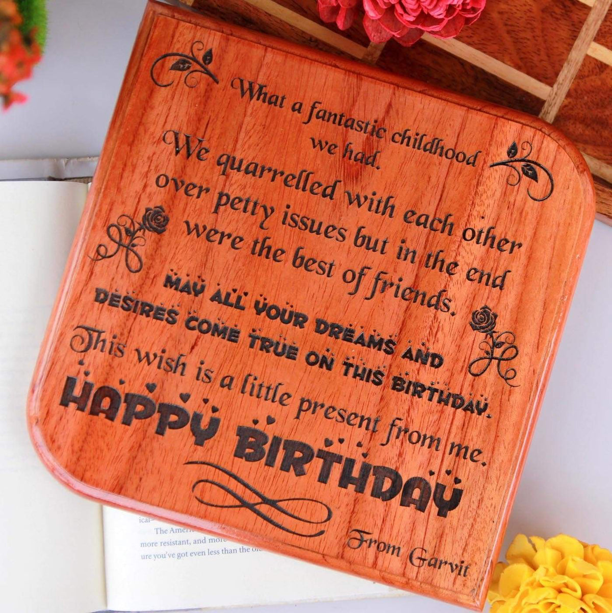 A Birthday Plaque Engraved With Birthday Wishes For Brother &amp; Sister. This Is The Best Birthday Gifts For Brother and Gifts For Sister