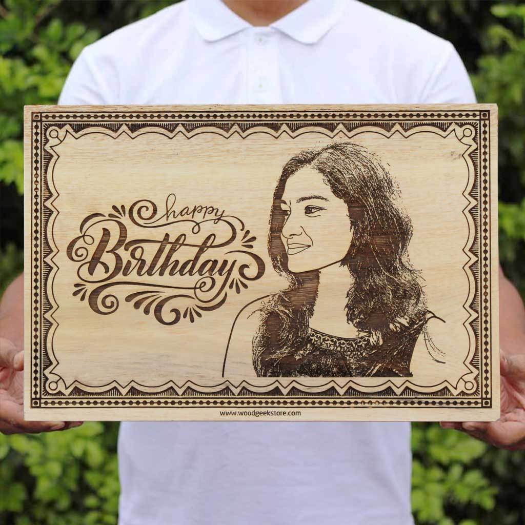Happy Birthday Custom Engraved Wooden Poster