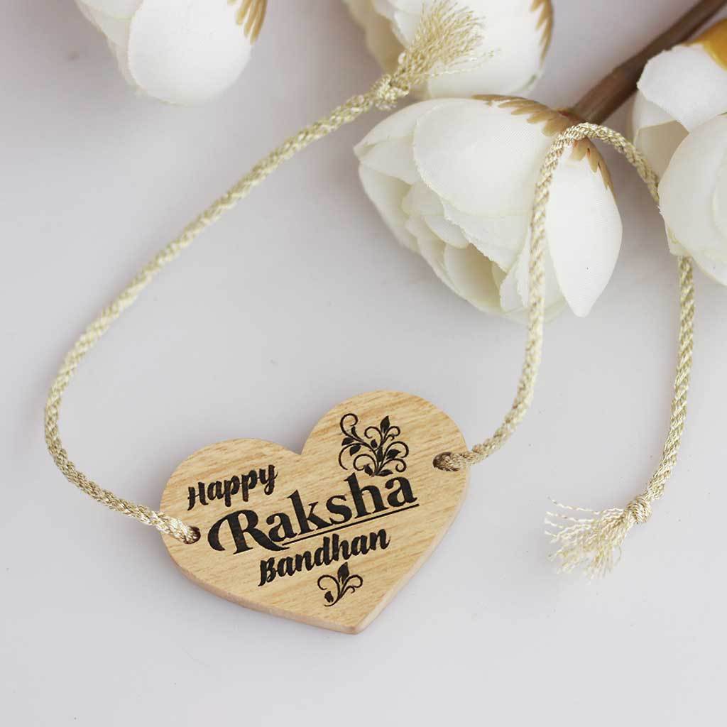 Happy Raksha Bandhan Wooden Rakhi and Raksha Bandhan Greeting Card - This Wooden Rakhi and Wooden Greeting Card Is The Best Gift For Brothers - Looking For The Best Rakhi Designs ? Shop Online Gifts For Raksha Bandhan From The Woodgeek Store.