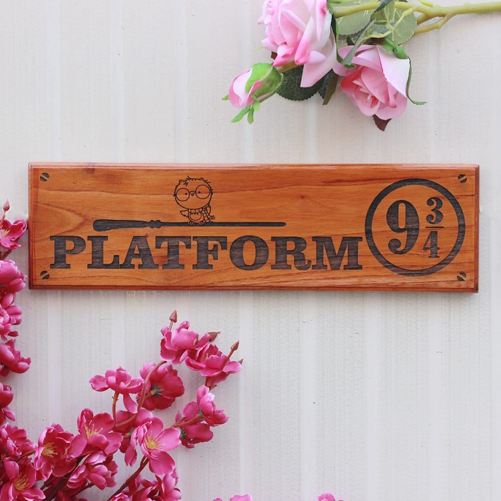 Harry Potter Platform 9 3/4  Nameplate &amp; Wood Sign - Gifts for Harry Potter fans by Woodgeek Store