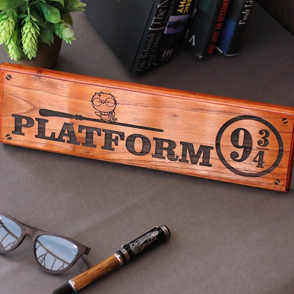 Harry Potter Platform 9 3/4  Nameplate &amp; Wood Sign - Gifts for Harry Potter fans by Woodgeek Store
