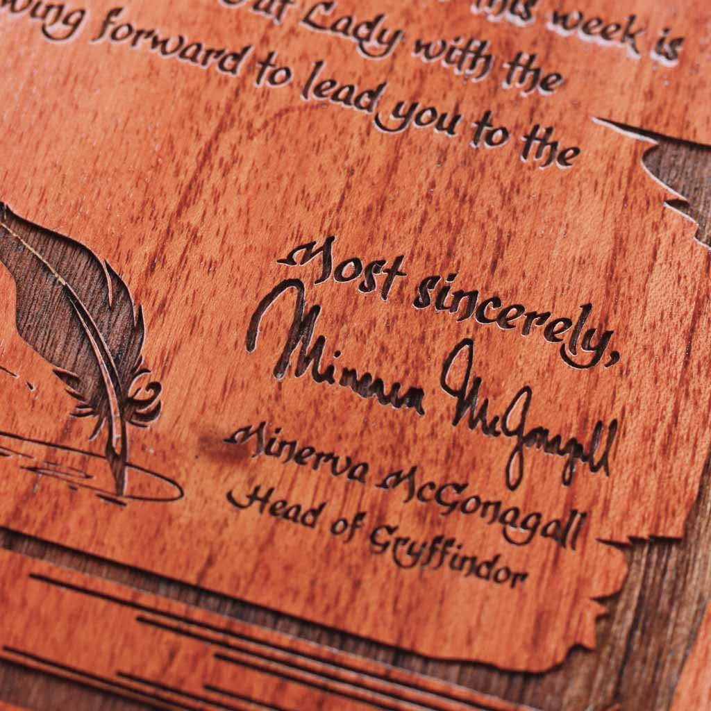 Wood engraving - Sorting Hat places you in Gryffindor House - Hogwarts House - Gryffinndor Welcome Letter - Wood Carved Wall art - Woodgeek Store