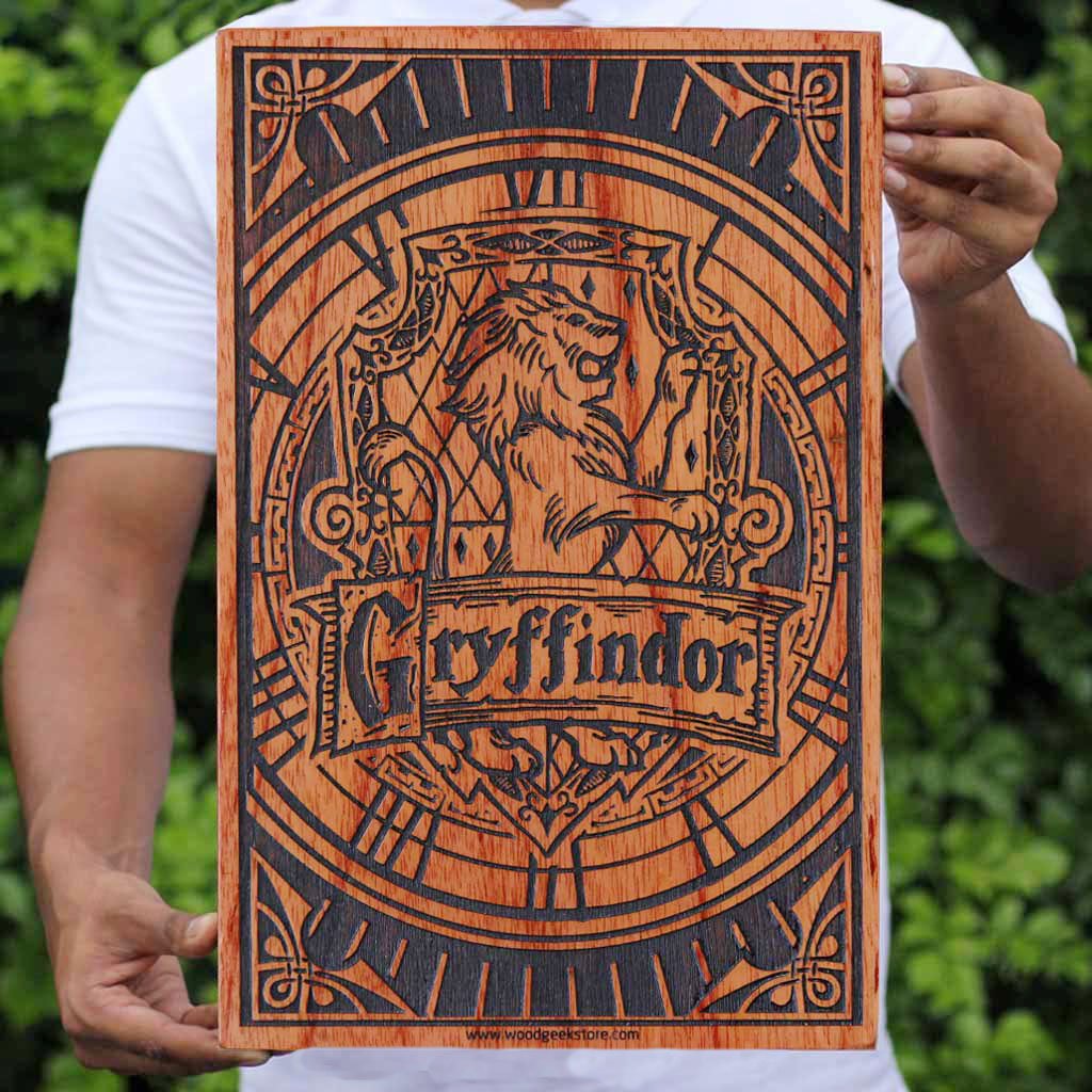 Hogwarts House Gryffindor Wooden Poster &amp; Wall Art - Gifts for Harry Potter fans by Woodgeek Store