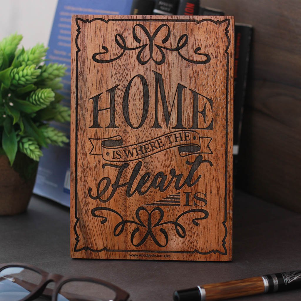 Home Is Where The Heart is Wood Carved Sign - Wooden Signs for Home - House Signs for Home Decor By Woodgeek Store