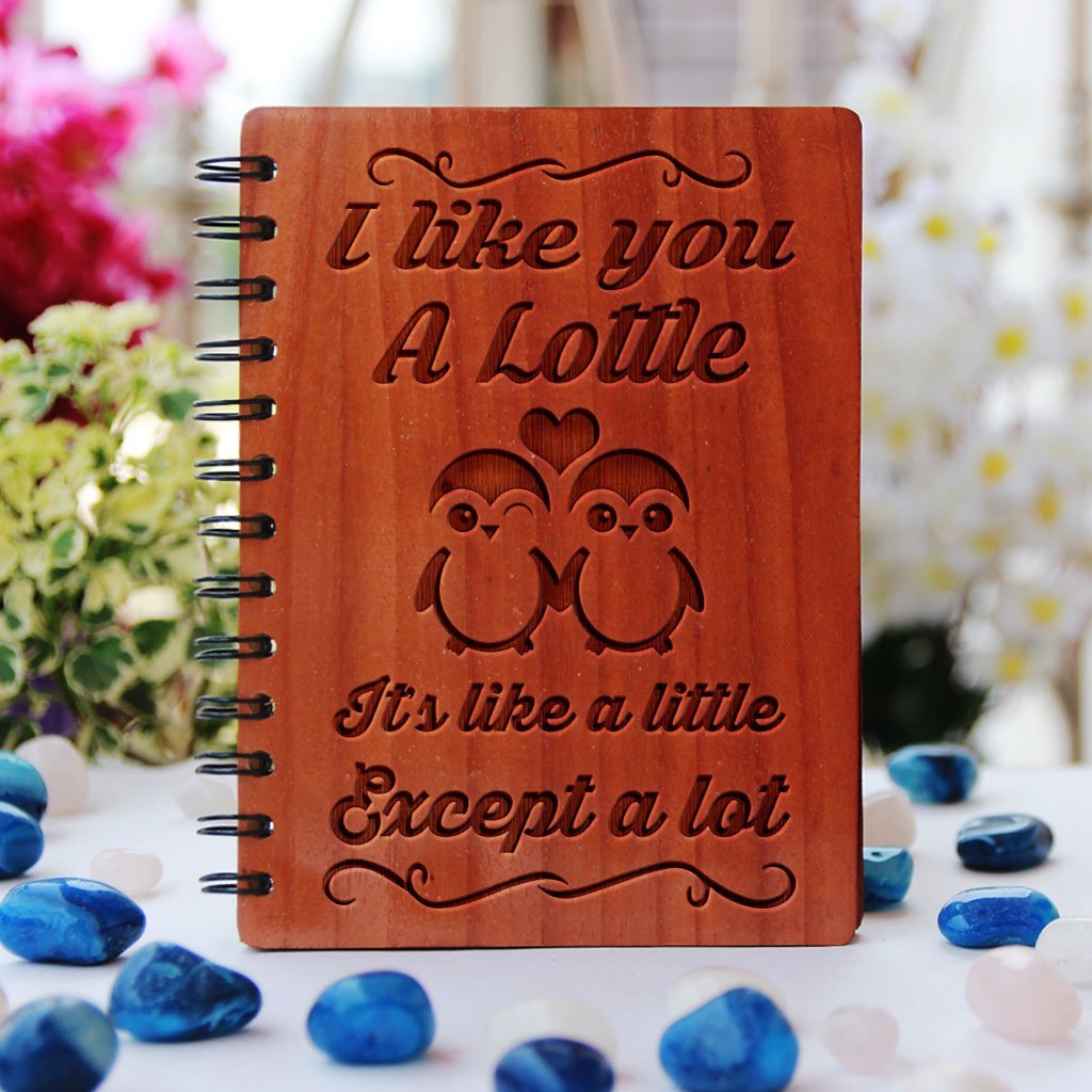 Notebook - I Like You A Lottle - Wood Notebook