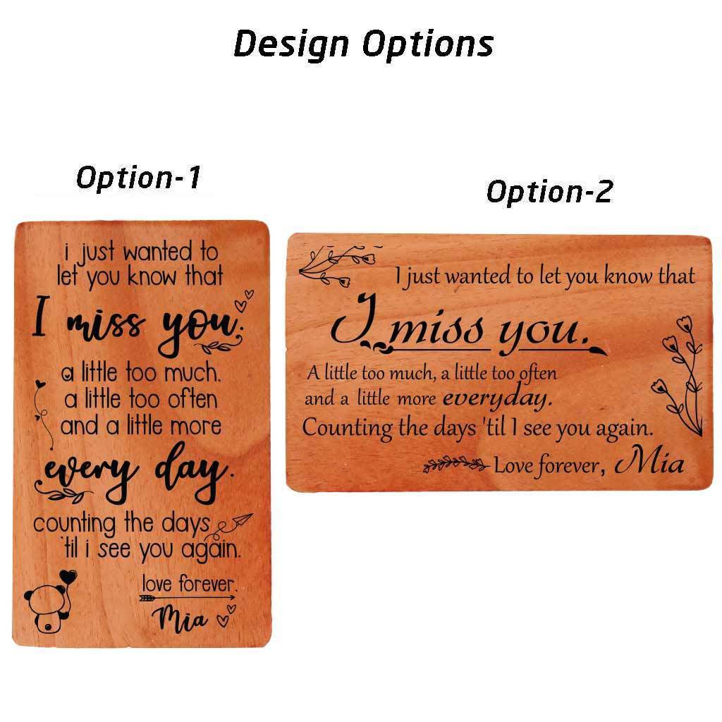 I Miss You Cards. Personalised I Will Miss You Greeting Cards Design Options. 