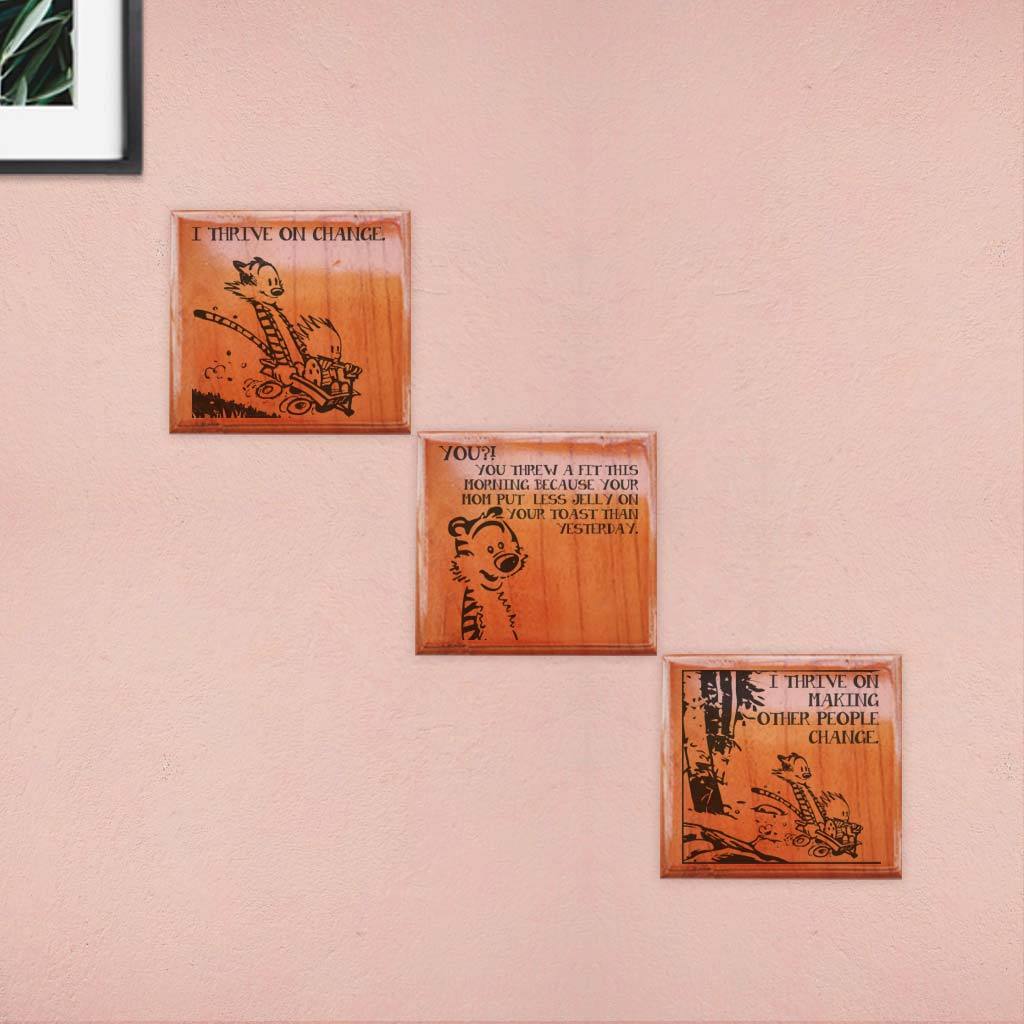 Calvin Hobbes Gifts I Thrive On Change Comic Wooden Crossword Art