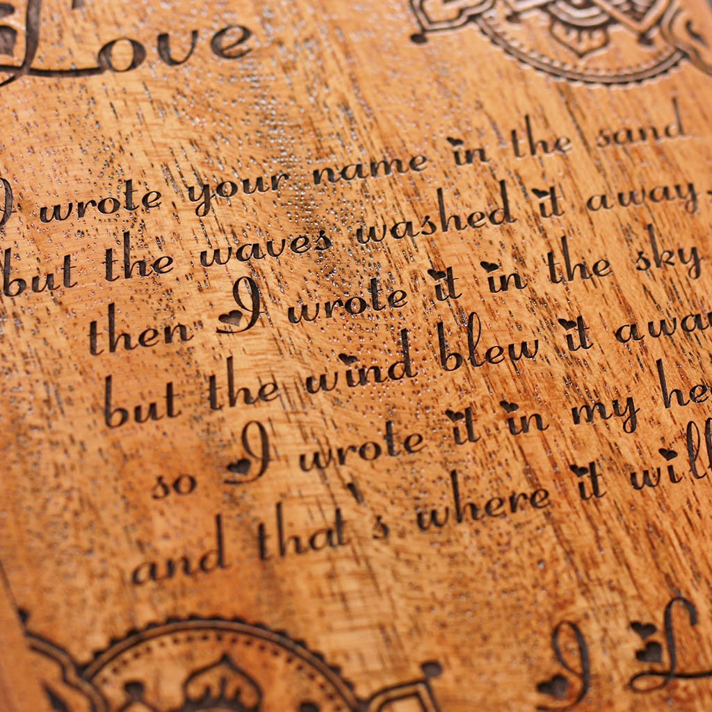 Love Saying Engraved On Wood - I wrote your name in the sand - Personalized Wood Carved Letter by Woodgeek Store